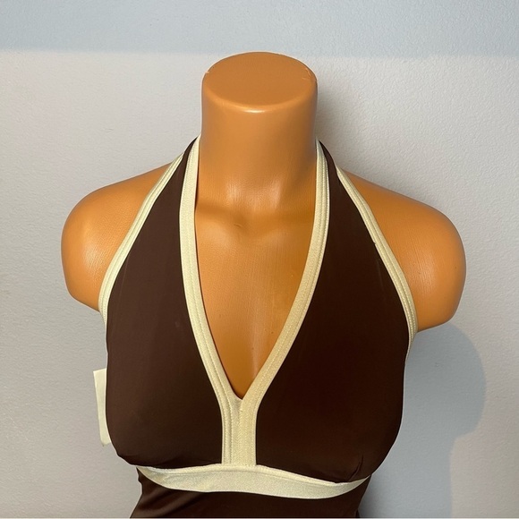 Inc Chocolate V-Neck Halter One Piece with High Back (SW21) - Picture 3 of 9